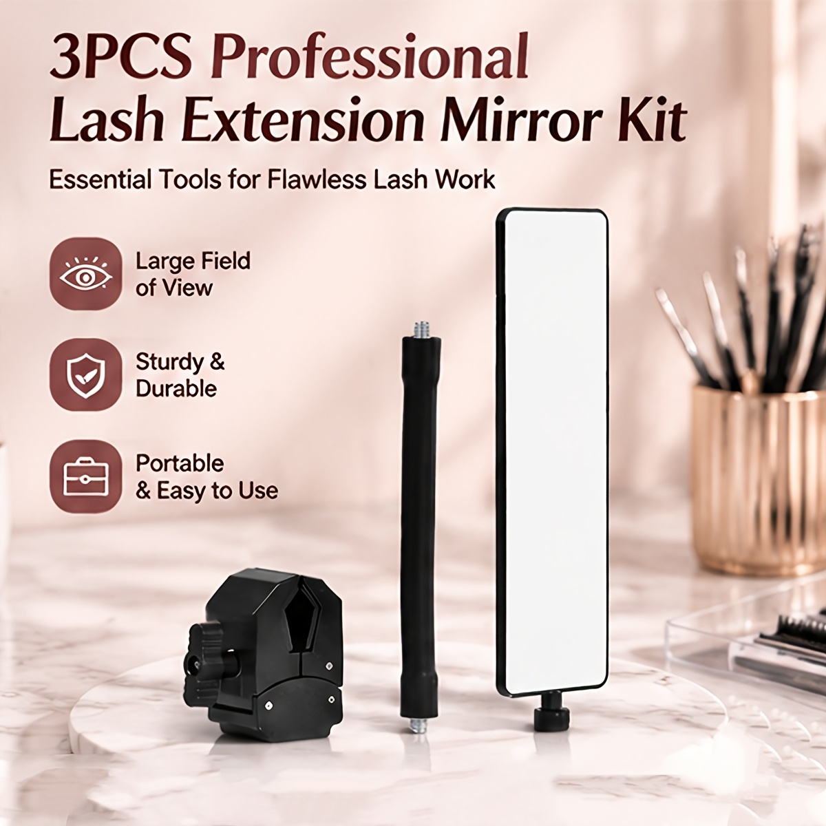 Lash Tray Organizer - 3Pcs Professional Eyelash Extension Mirror Set